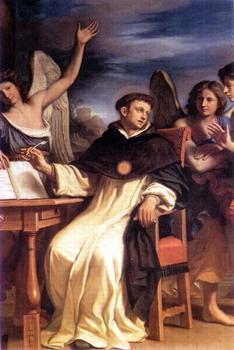 St. Thomas Aquinas writing the hymn of the Holy Sacrament (by Giovanni Barbieri Guercino) – 1662