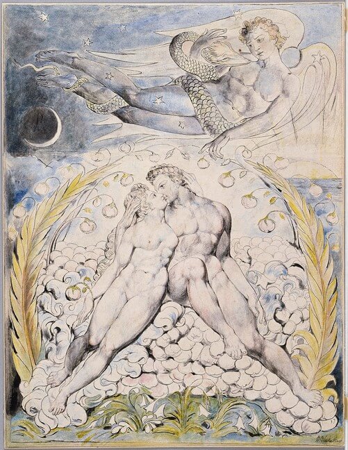Satan watching the endearments of Adam and Eve by William Blake