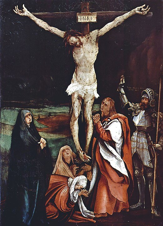 Christ on the Cross, the three Marys, John the Evangelist, and Saint Longinus by Matthias Grünewald
