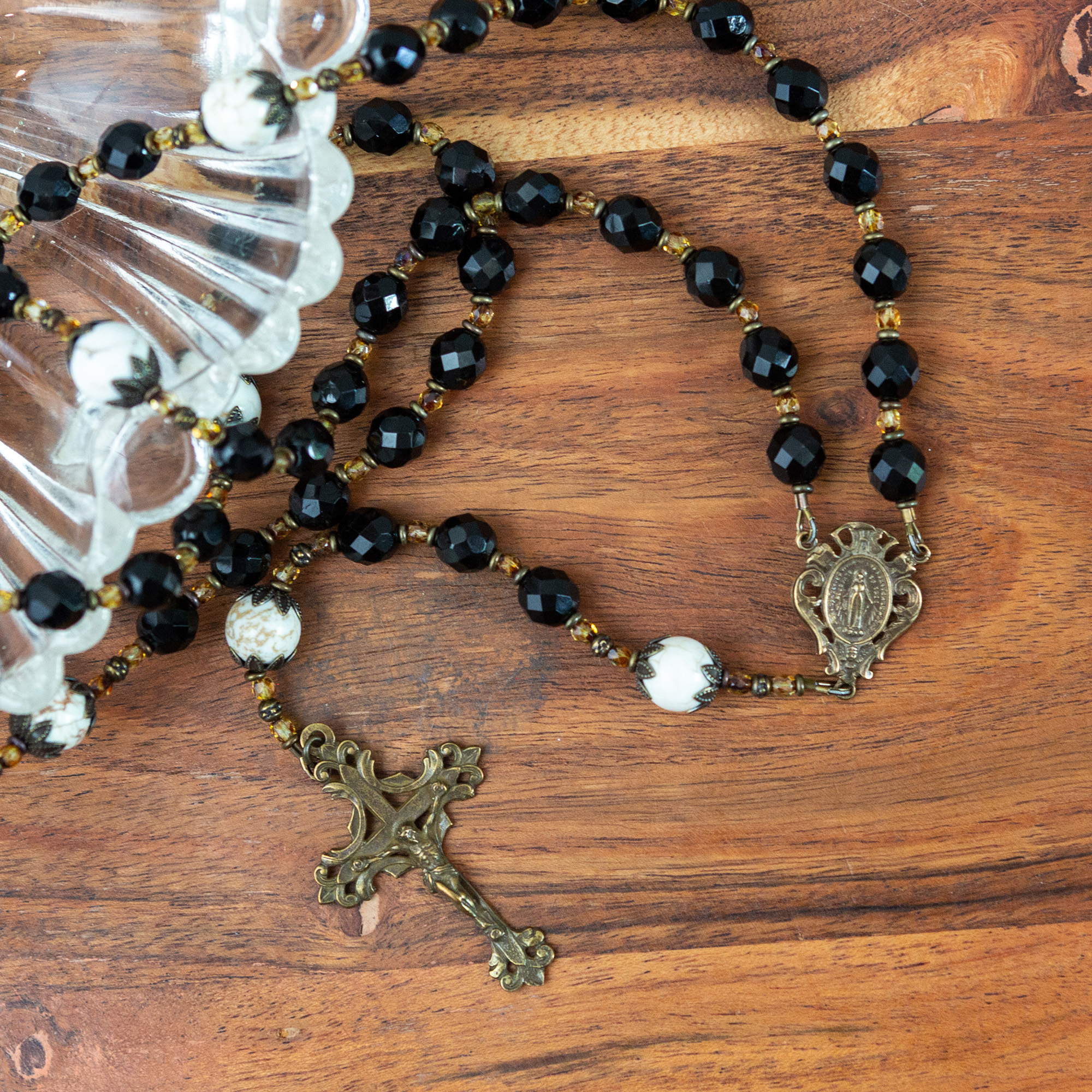 Good Catholic Exclusive Jet Black & Ivory Rosary